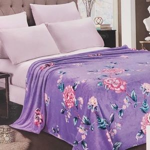 Pink Peonies Floral Micro Plush Throw Blanket